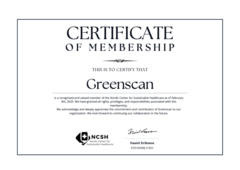 Certificate of Membership — Nordic Center for Sustainable Healthcare, Mitglied seit Februar 2025